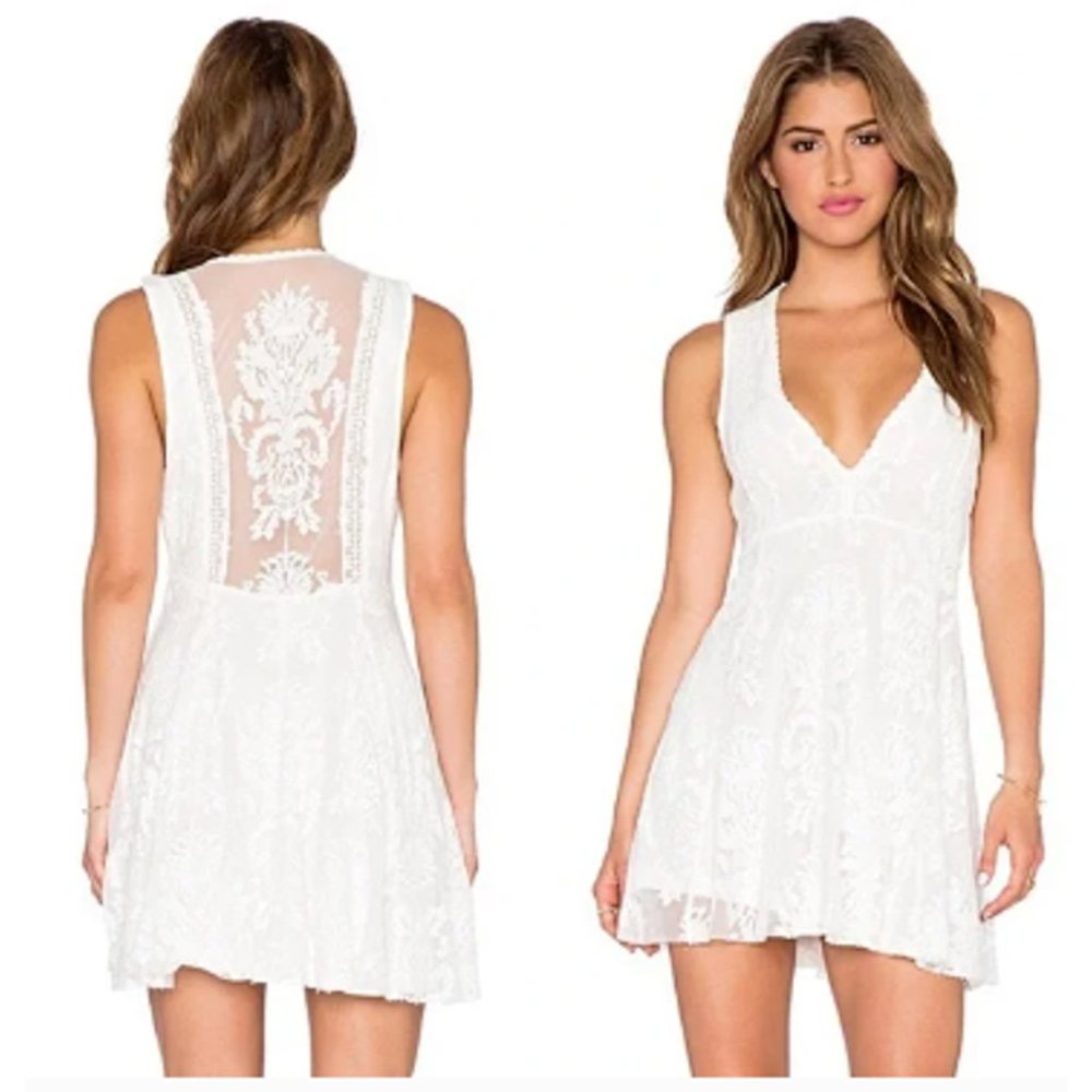 FREE PEOPLE Reign Over Me Sleeveless Lace Dress in Ivory/White (NWT)
